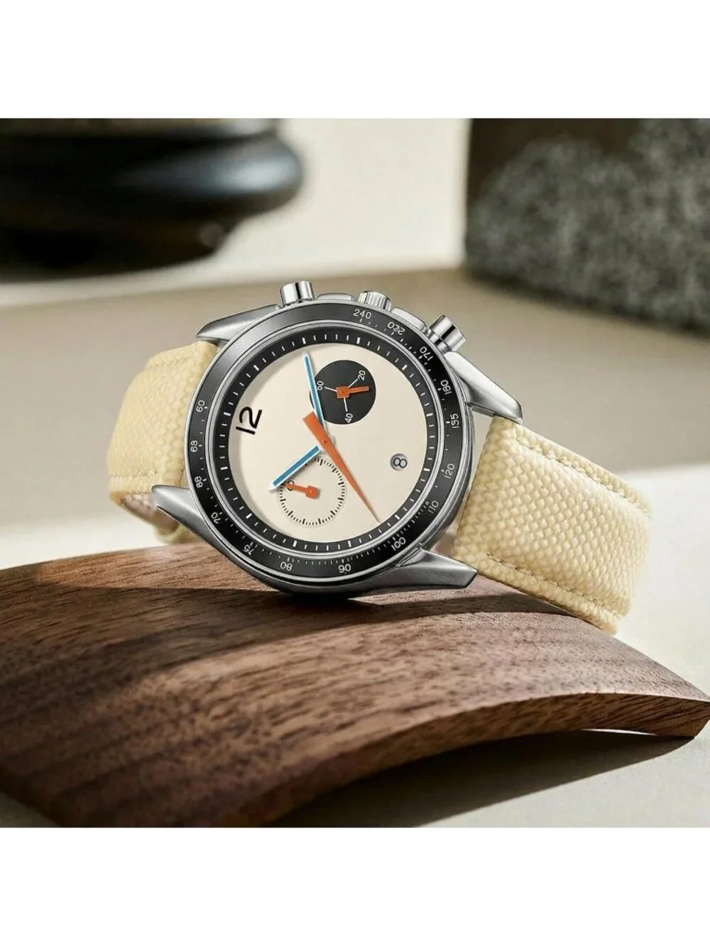 Men's White Chronograph Classics Waterproof Sport Casual Business Wrist Watch